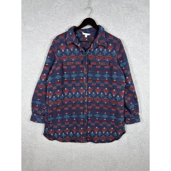 L.L. Bean Tops - LL Bean Signature Flannel Shirt Aztec Print Chore Button Front Womens XL R